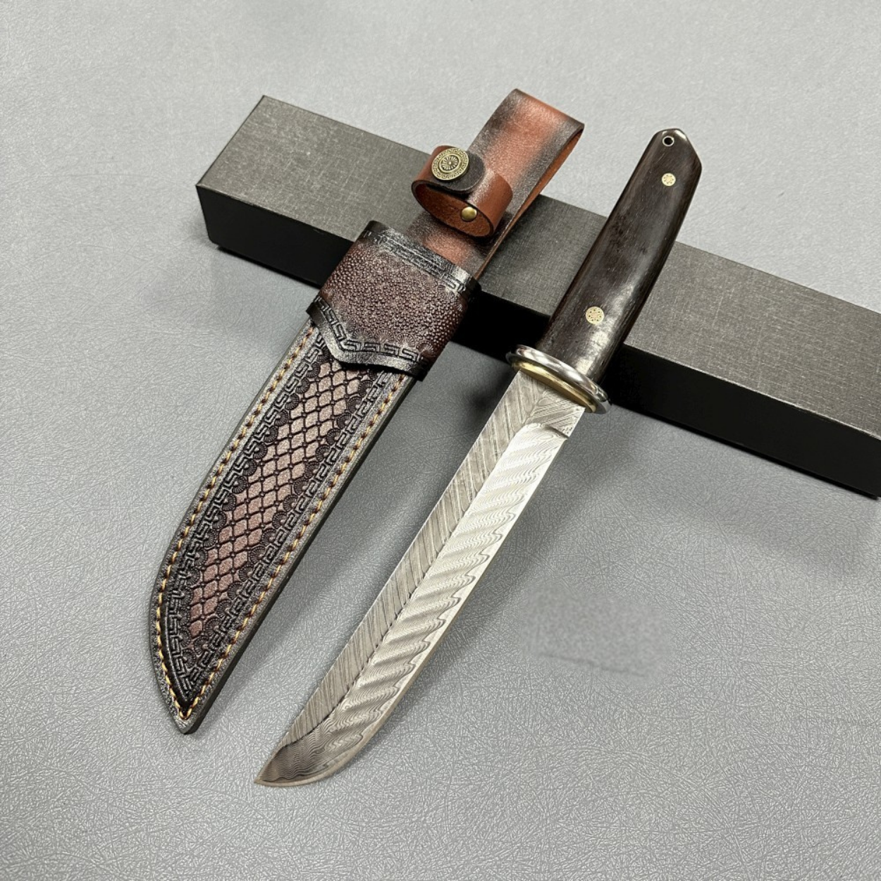 Damaskuotas lauko peilis BR - 39486 - Rudas