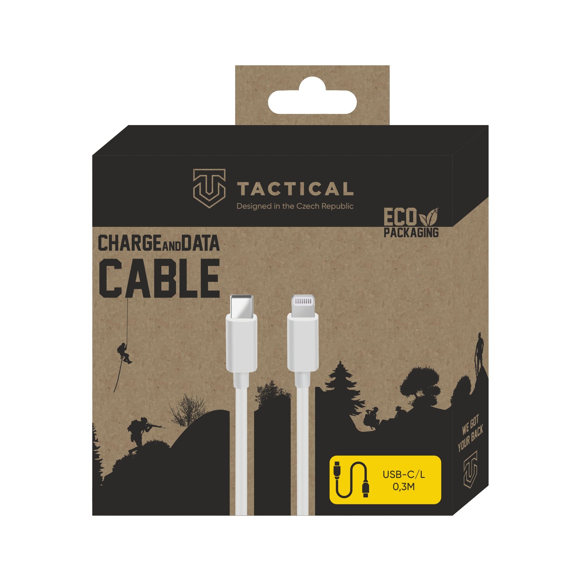 Tactical Smooth Thread kabelis USB-C/Lightning - 1m - Balta